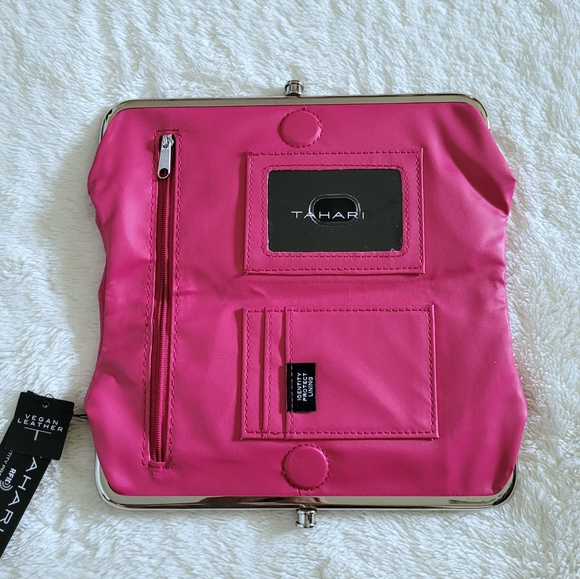 Tahari Hot🔥 Pink💕 Double✌️ Frame Clutch - NWT - Picture 5 of 14